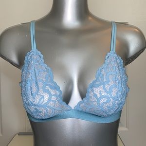 Baby blue lace mesh bralette